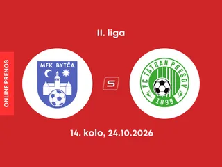 MFK Bytča - FC Tatran Prešov: ONLINE prenos zo zápasu 14. kola II. ligy.