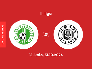 FC Tatran Prešov - FC Slovan Galanta: ONLINE prenos zo zápasu 15. kola II. ligy.
