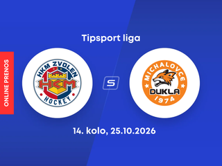 HKM Zvolen - HK Dukla Michalovce: ONLINE prenos zo zápasu 14. kola Tipsport ligy.