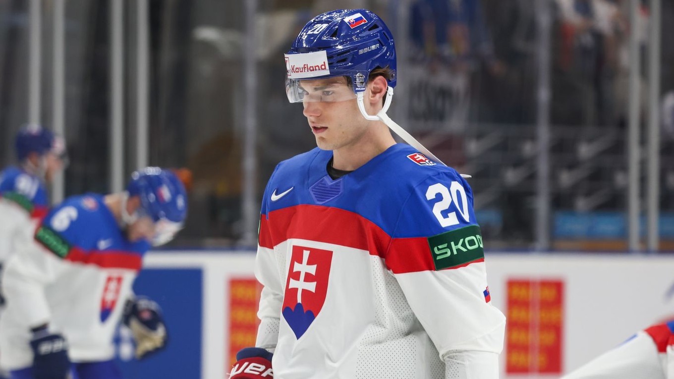 Juraj Slafkovský pred zápasom Slovensko - Kanada vo štvrťfinále MS v hokeji 2024.