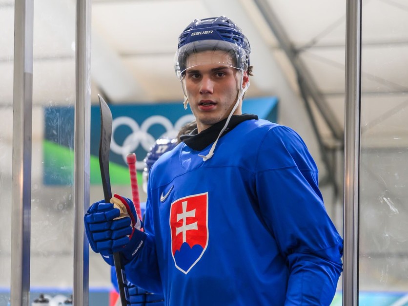 Juraj Slafkovský na tréningu počas ZOH 2026.