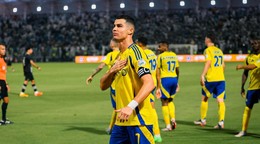 Cristiano Ronaldo po strelenom góle v drese Al-Nassr FC.