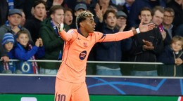 Lamine Yamal počas zápasu Bruggy - Barcelona.