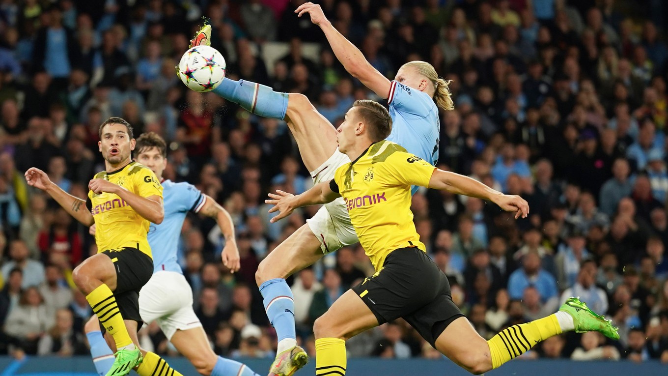 Erling Haaland a jeho kung-fu gól v zápase Manchester City - Borussia Dortmund v Lige majstrov.
