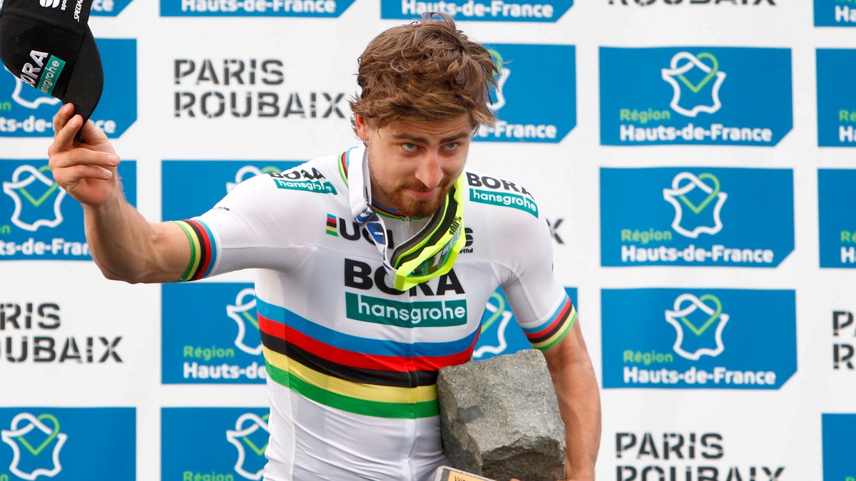 Peter Sagan po triumfe na Paríž - Roubaix 2018.
