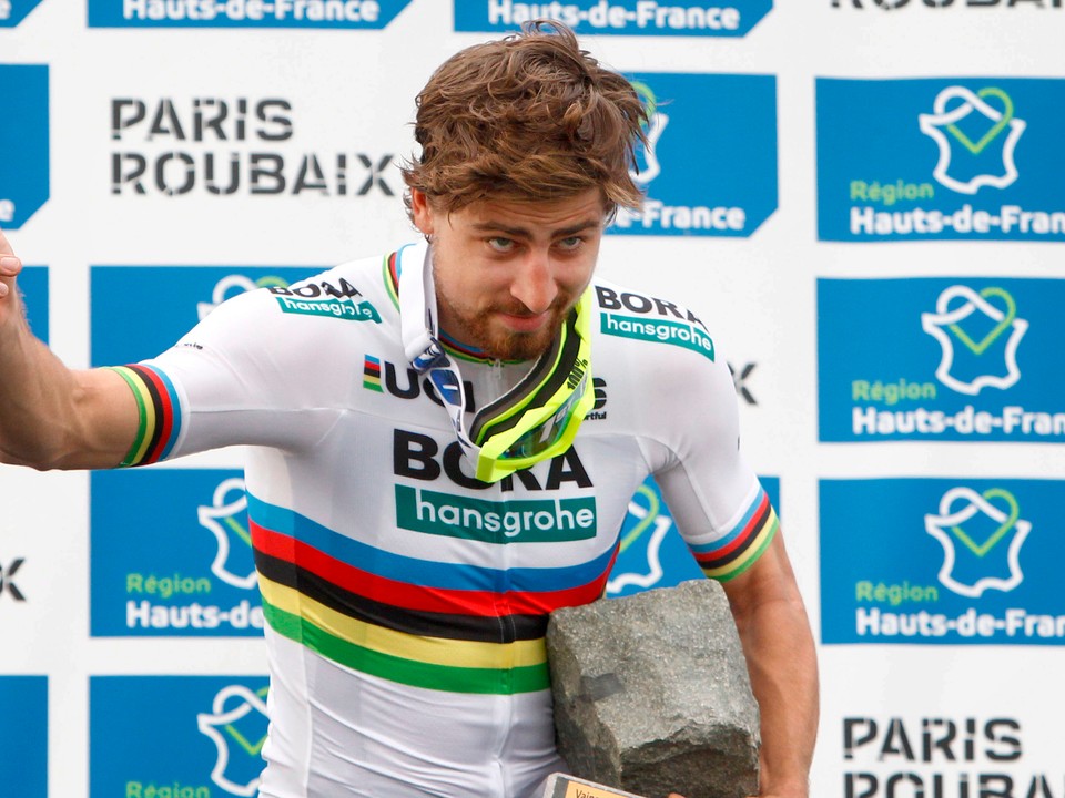 Peter Sagan po triumfe na Paríž - Roubaix 2018.