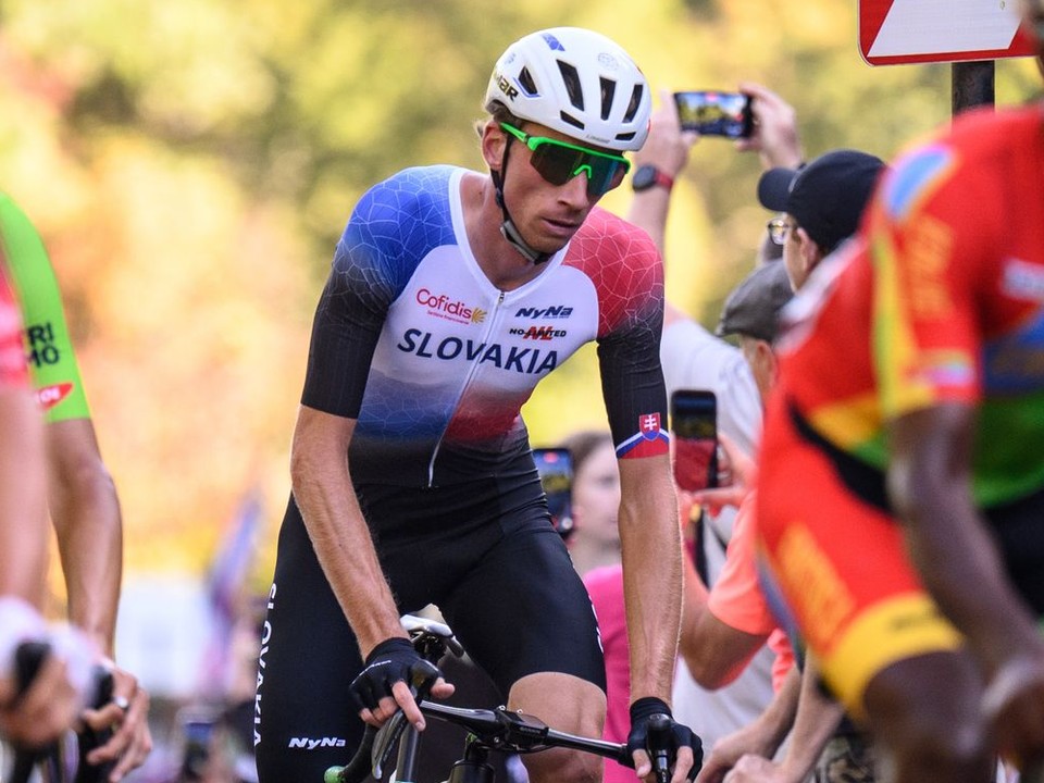 Slovenský cyklista Richard Riška v pretekoch U23 na MS v Montreale 2026. 