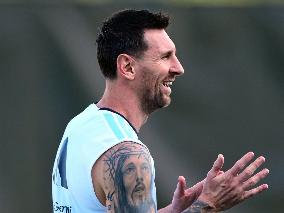 Argentínsky futbalista Lionel Messi počas tréningu.