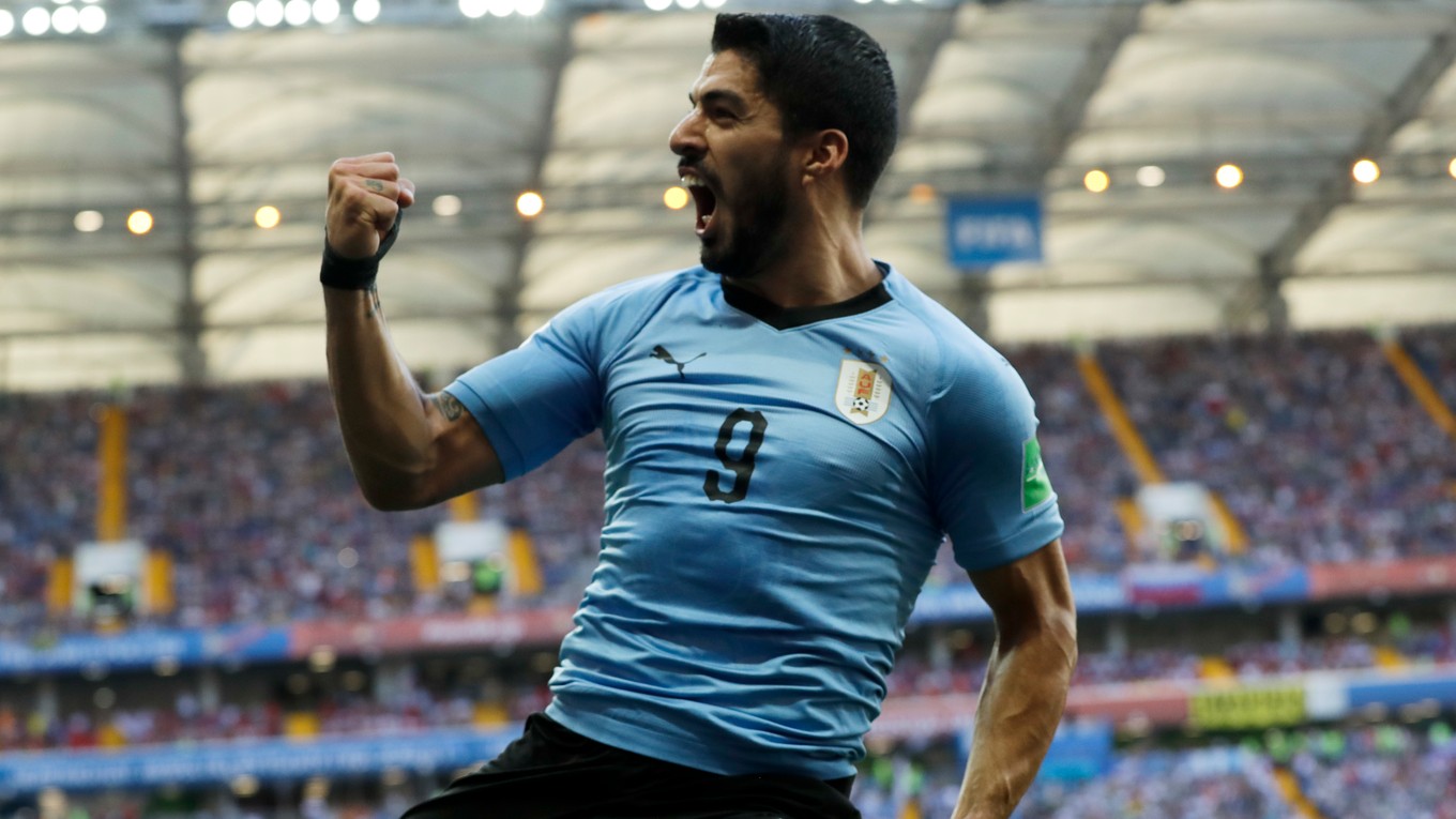 Luis Suárez v drese Uruguaja. 