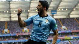 Luis Suárez v drese Uruguaja. 