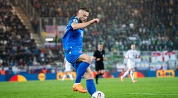 Na snímke hráč Slovenska Milan Škriniar (14).