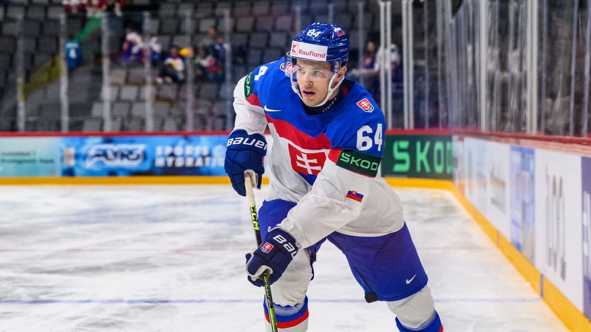 Patrik Koch v zápase Slovensko - Francúzsko na MS v hokeji 2025.