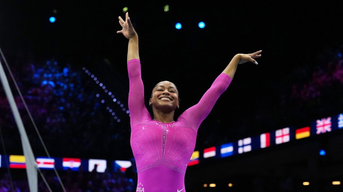 Americká gymnastka Skye Blakelyová.