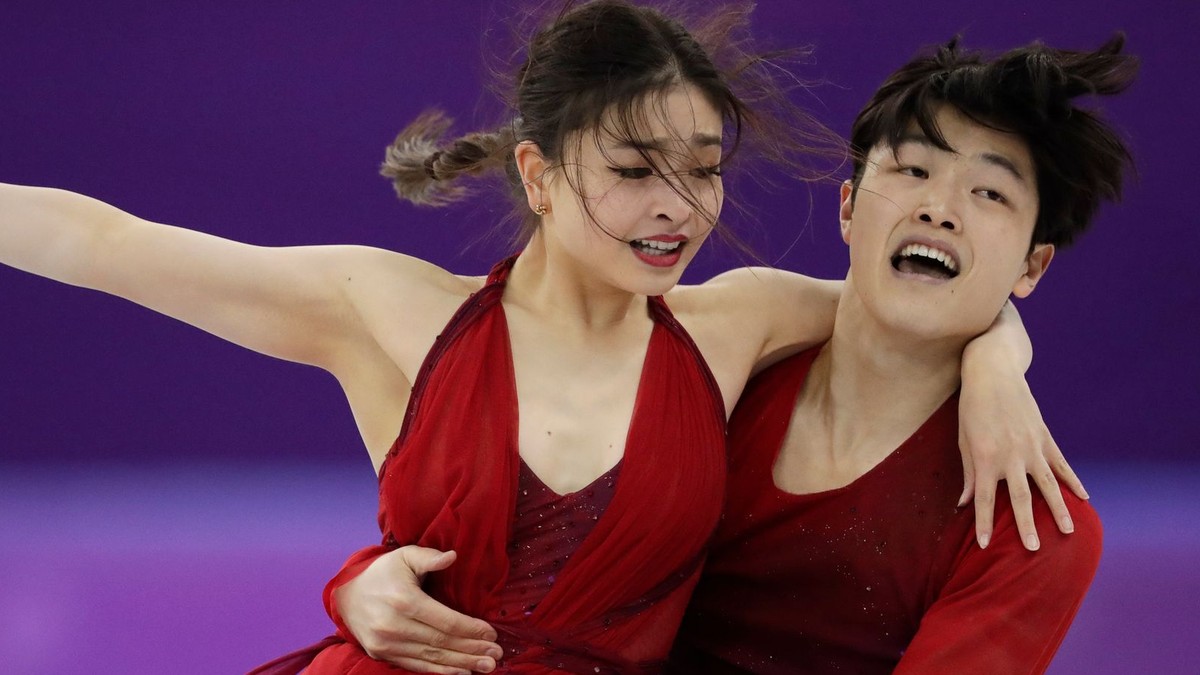 Americký tanečný pár Alex Shibutani a Maia Shibutaniová počas ZOH 2018.