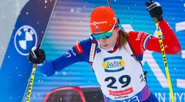 Slovenská biatlonistka Anastasia Kuzminová počas MS 2025.