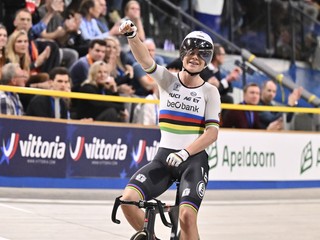 Belgičanka Lotte Kopecká počas ME v dráhovej cyklistike 2024.