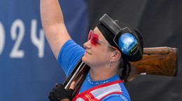 Slovenská reprezentantka v športovej streľbe Zuzana Rehák Štefečeková počas OH 2024.