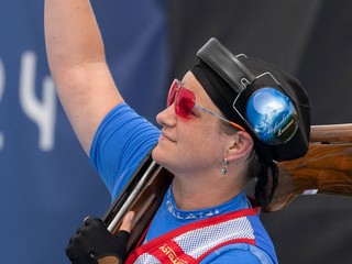 Slovenská reprezentantka v športovej streľbe Zuzana Rehák Štefečeková počas OH 2024.