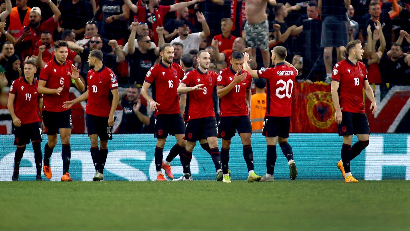 Radosť hráčov Albánska.