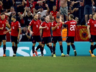 Radosť hráčov Albánska.