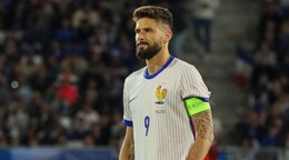 France's Olivier Giroud reacts during the international friendly soccer match between France and Canada at the Matmut Atlantique stadium in Bordeaux, southwestern France, Sunday, June 9, 2024. (AP Photo/Yohan Bonnet)

- XFRIENDLYX