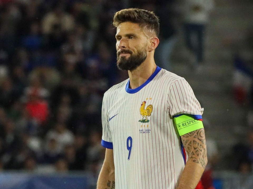 France's Olivier Giroud reacts during the international friendly soccer match between France and Canada at the Matmut Atlantique stadium in Bordeaux, southwestern France, Sunday, June 9, 2024. (AP Photo/Yohan Bonnet)
- XFRIENDLYX