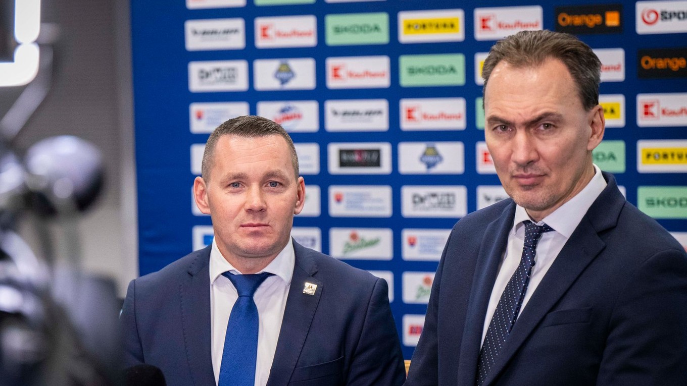 Generálny sekretár SZĽH Miroslav Lažo (vľavo) a prezident SZĽH Miroslav Šatan.