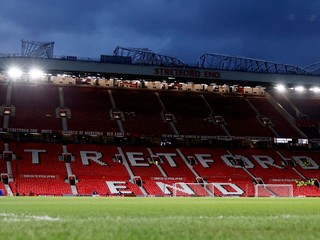 Pohľad na Old Trafford, štadión klubu Manchester United.