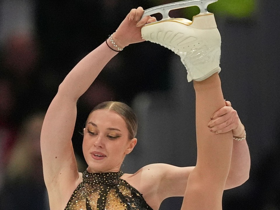 Slovenka Vanesa Šelmeková počas krátkeho programu na MS v krasokorčuľovaní v Bostone.