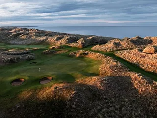 Pohľad na golfové ihrisko Trump International Golf Links v Škótsku.