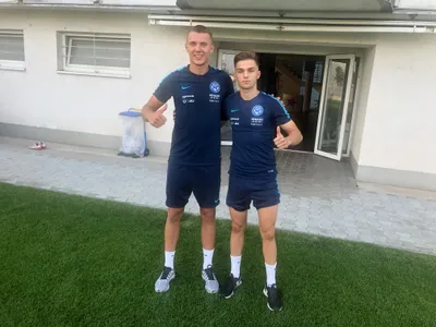 Almási a Bernát na tréningu reprezentácie do 21 rokov.