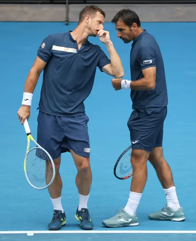 Ivan Dodig (vpravo) a Filip Polášek vo finále Australian Open 2021.