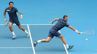 Ivan Dodig (vľavo) a Filip Polášek vo finále Australian Open 2021.