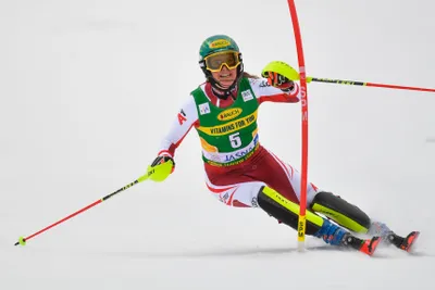Katharina Liensbergerová počas slalomu v Jasnej 2021.