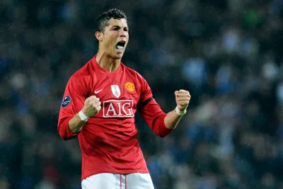 Cristiano Ronaldo v drese Manchester United.