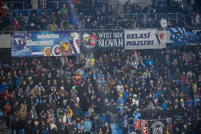 Fanúšikovia počas zápasu HC Slovan Bratislava - HC Košice v rámci Kaufland Winter Games 2023.