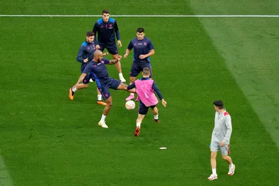 Sevilla players warm up during a training session at the Puskas Arena in Budapest, Hungary, Tuesday, May 30, 2023. The Europa League final match between Sevilla FC and AS Roma is held in Budapest on May 31, 2023. (AP Photo/Darko Vojinovic)

- XEUROPALEAGUEX