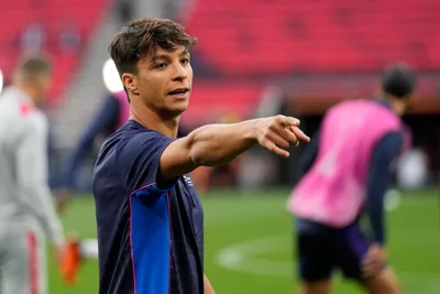 Sevilla's Oliver Torres gestures during a training session at the Puskas Arena in Budapest, Hungary, Tuesday, May 30, 2023. The Europa League final match between Sevilla FC and AS Roma is held in Budapest on May 31, 2023. (AP Photo/Darko Bandic)

- XEUROPALEAGUEX
