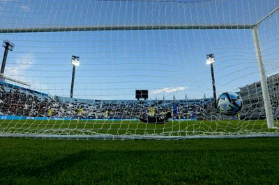 Ecuador's goalkeeper Gilmar Napa fails to stop Slovakia's only goal during a FIFA U-20 World Cup Group B soccer match at San Juan stadium in San Juan, Argentina, Tuesday, May 23, 2023. (AP Photo/Natacha Pisarenko)