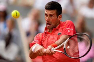 Serbia's Novak Djokovic plays a shot against Norway's Casper Ruud during the men's singles final match of the French Open tennis tournament at the Roland Garros stadium in Paris, Sunday, June 11, 2023. (AP Photo/Thibault Camus)