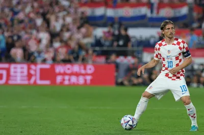 Croatia's Luka Modric controls the ball during the Nations League semifinal soccer match between the Netherlands and Croatia at De Kuip stadium in Rotterdam, Netherlands, Wednesday, June 14, 2023. (AP Photo/Patrick Post)