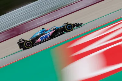 Alpine driver Esteban Ocon of France steers his car during the Spanish Formula One Grand Prix at the Barcelona Catalunya racetrack in Montmelo, Spain, Sunday, June 4, 2023. (AP Photo/Joan Monfort)

- f1autoz23