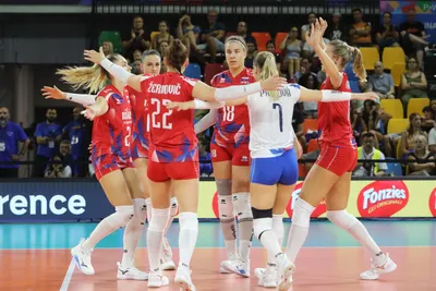Momentka zo zápasu Slovensko - Bulharsko na ME vo volejbale žien 2023.