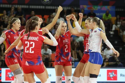 Momentka zo zápasu Slovensko - Bulharsko na ME vo volejbale žien 2023.
