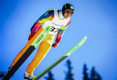 Skokan na lyžiach Miroslav Slušný na zimných olympijských hrách v Lillehammeri 1994. 