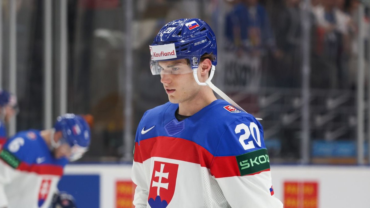 Juraj Slafkovský pred zápasom Slovensko - Kanada vo štvrťfinále MS v hokeji 2024.