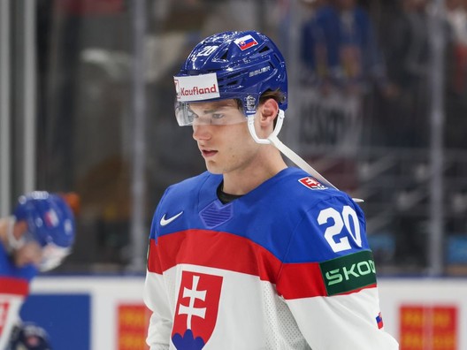 Juraj Slafkovský pred zápasom Slovensko - Kanada vo štvrťfinále MS v hokeji 2024.