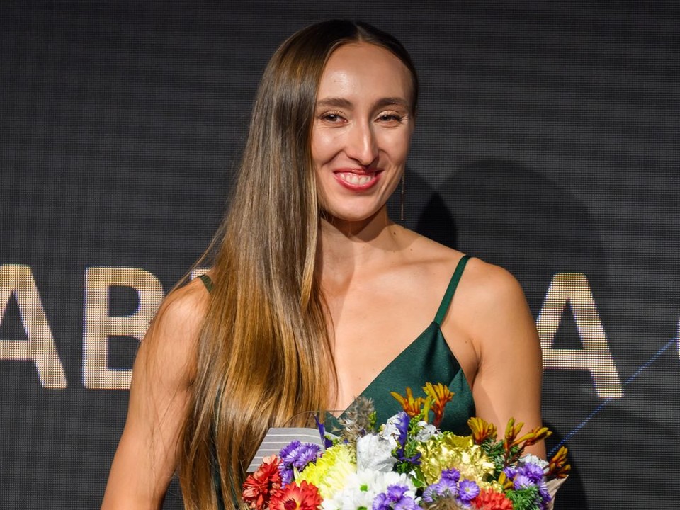 Na snímke 3. miesto atlétka roka Gabriela Gajanová počas galavečeru Atlét roka 2025 v Bratislave.