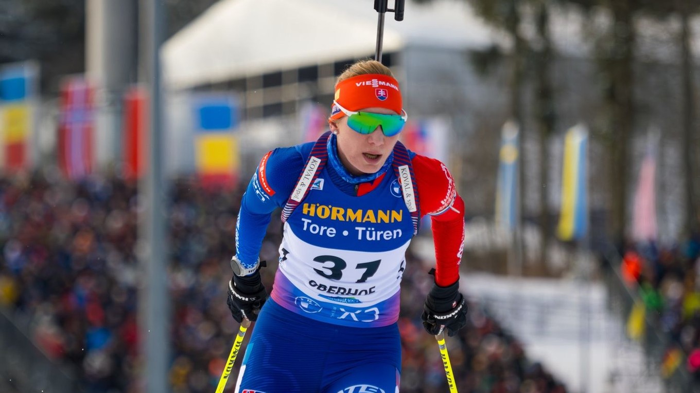 Slovenská biatlonistka Anastasia Kuzminová počas Svetového pohára v Oberhofe.