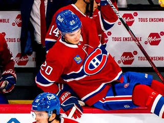 Juraj Slafkovský v zápase Montreal Canadiens - Chicago Blackhawks.